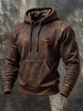 Men's Vintage-Style Distressed Cotton Hoodie