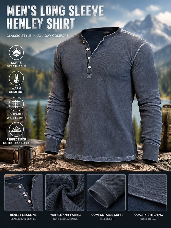 Men's Vintage Comfortable Henley T-Shirt