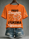 Women'S Casual Leukemia Awareness Print Short-Sleeve T-Shirt