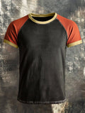 Men's round-neck raglan-sleeved T-shirt in color block style