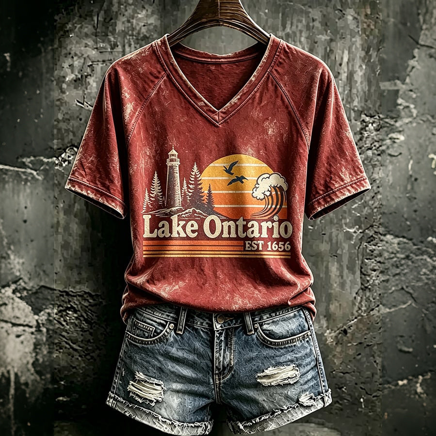 Women's Retro Always Lake Ontario Printed T-shirt