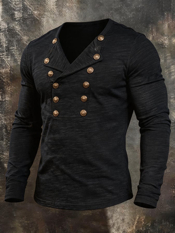 Men's Vintage Comfortable Button-Front T-Shirt