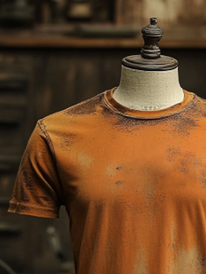Men's vintage-style round-neck short-sleeved T-shirt