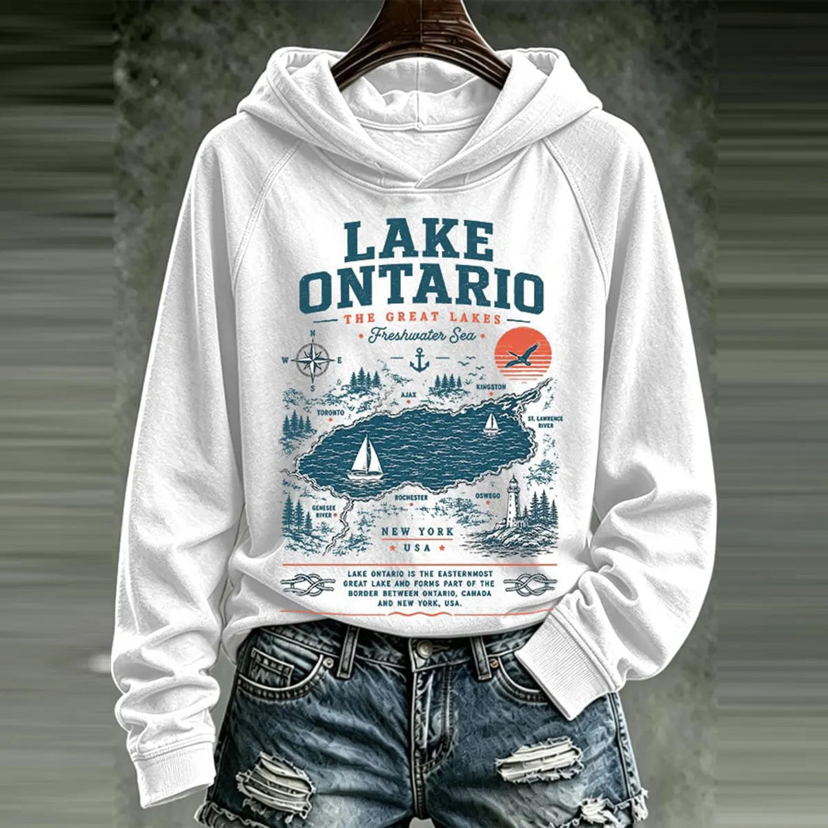 Women's Lake Ontario Printed Casual Hoodie