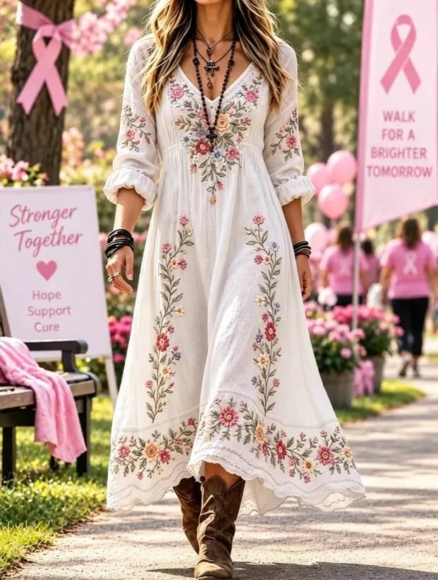Women's Breast Cancer Witch Print Dresses