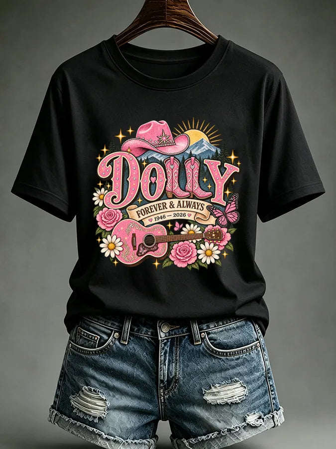 Women'S Retro Country Music Printed Casual T-Shirt