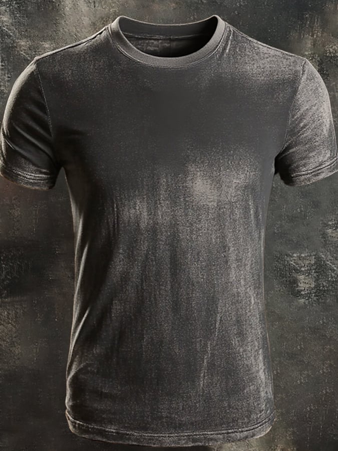 Casual men's round neck t-shirt with retro print