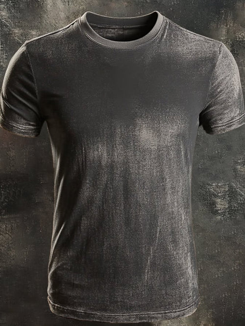 Casual men's round neck t-shirt with retro print