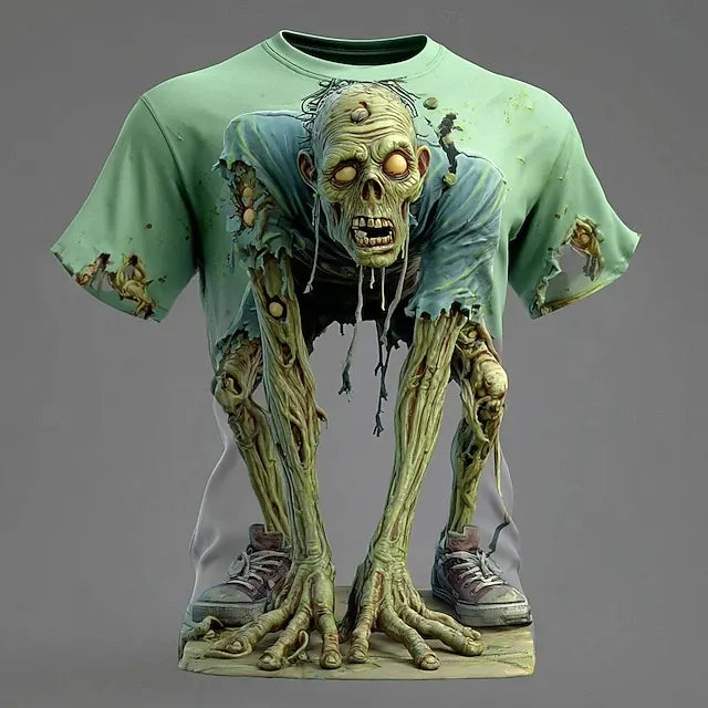 Men's Halloween Optical Illusion Zombies 3d Short Sleeve T-shirt