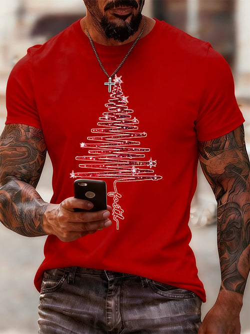 Men's Christmas Tree Print T-shirt