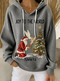 Women's Casual Christmas Print Knit Hoodie