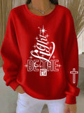 Women's Faith Tree BE THE LIGHT Christmas Knitted Crew Neck Long Sleeve Top