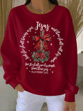 Women's Winter Christmas Faith Print Crew Neck Top