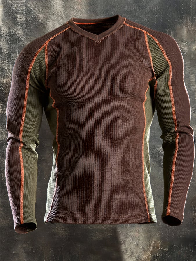 Men's Vintage-Style Comfortable Waffle-Knit T-Shirt