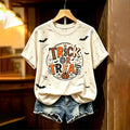 Women's 'trick Or Treat' Colorful Print Short Sleeve Top
