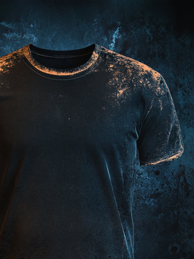 Men's retro washed casual round neck short sleeve t-shirt