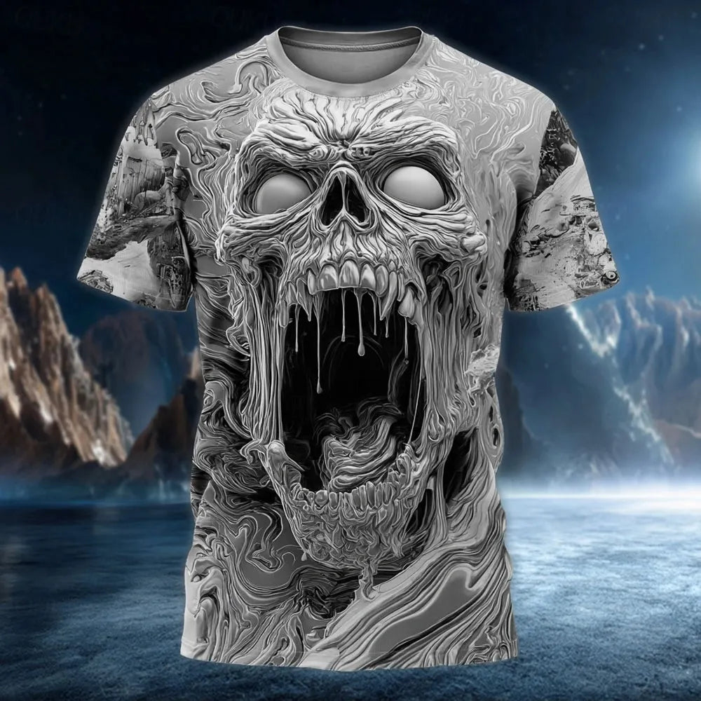 Halloween Men's 3d Skull Short Sleeve T-shirt