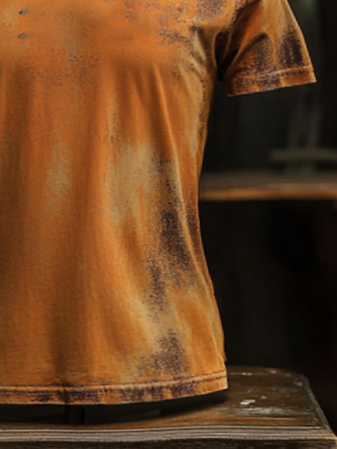 Men's vintage-style round-neck short-sleeved T-shirt