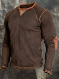 Men's Retro Comfortable Color-Block Crew Neck T-Shirt