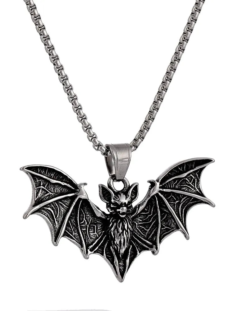 Gothic Stainless Steel Vampire Bat Pendant Halloween Jewelry