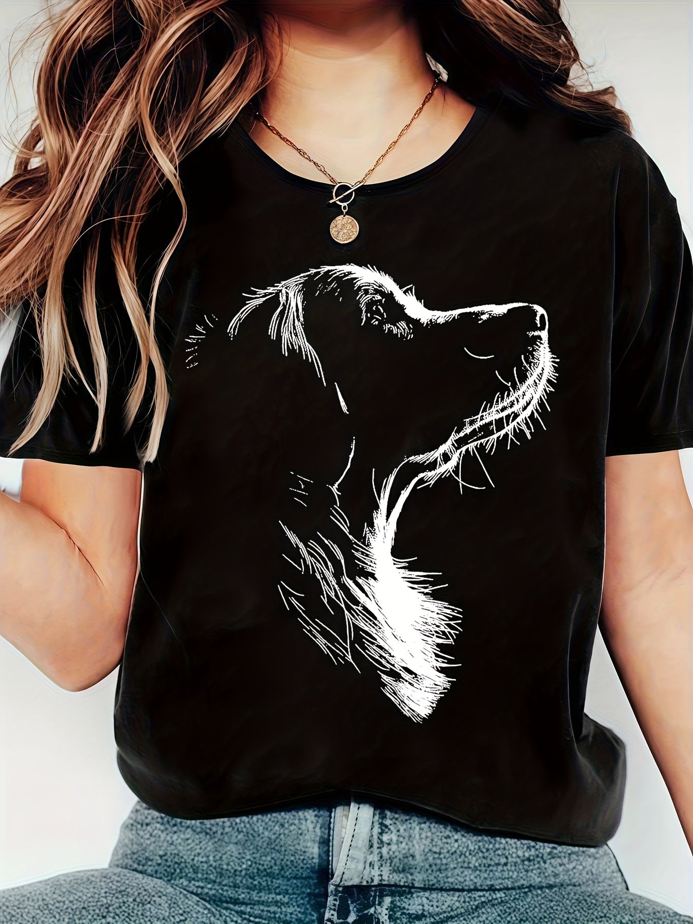 Minimalist Dog Silhouette Short Sleeve T-Shirt