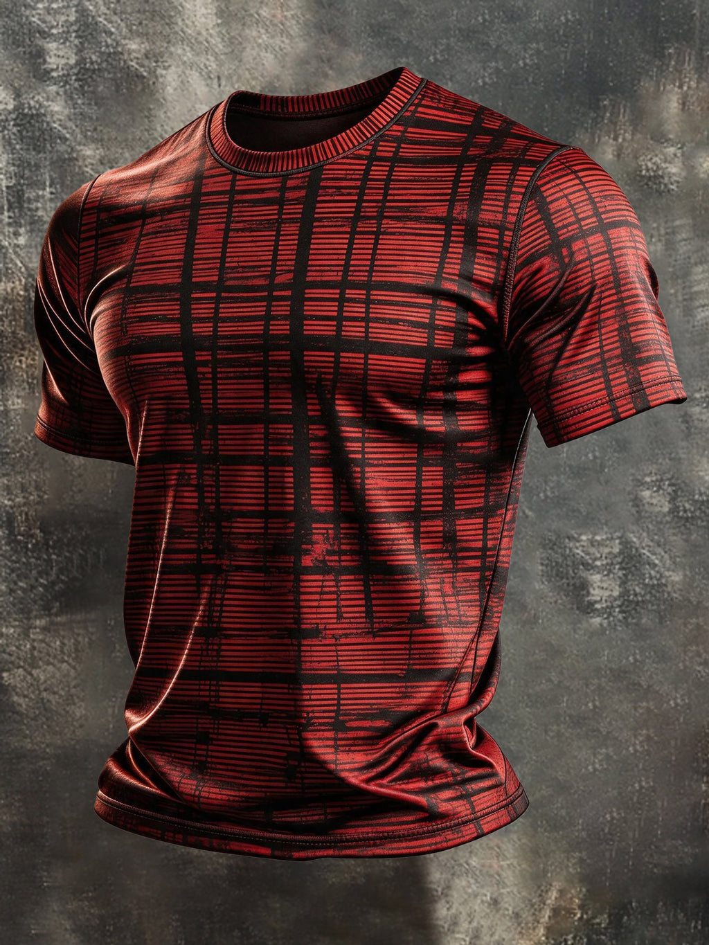 Men's Retro Color-Block Crew-Neck Short-Sleeve T-Shirt