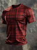Men's Retro Color-Block Crew-Neck Short-Sleeve T-Shirt