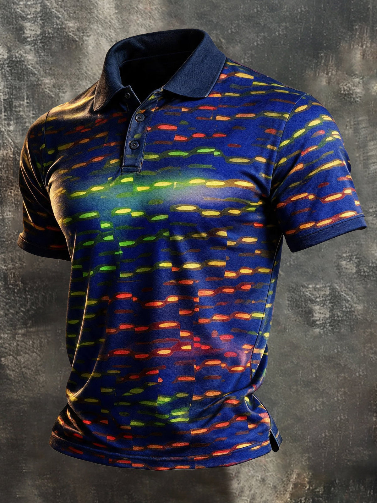 Men's Retro Color-Block Short-Sleeve Polo Shirt