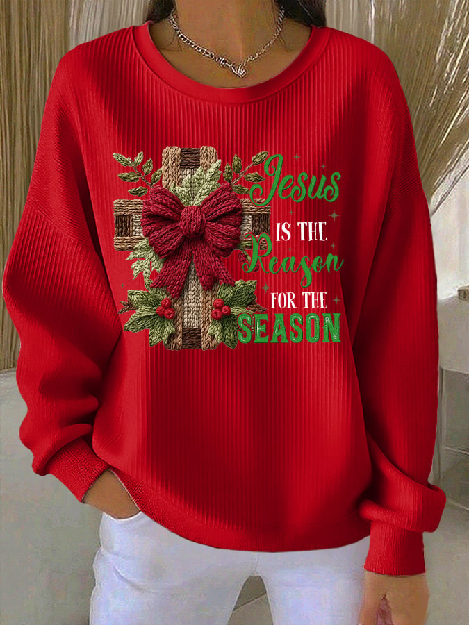 Women's Casual Print Long Sleeve Knit Top