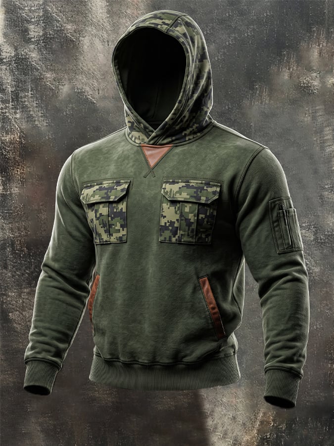 Men's Outdoor Tactical Multi-Pocket Camouflage Hoodie