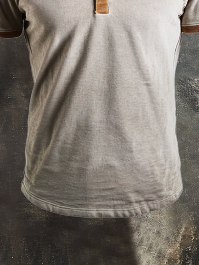 Men's casual short sleeve retro style polo shirt with contrast color