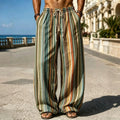 Men's Retro Bohemian Vertical Stripe Print Pants