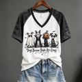 Women's Dogs Because People Are Creepy Halloween Dogs Print Short-sleeved T-shirt