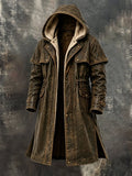 Men'S Stylish Vintage Mid-Length Trench Coat With Fleece Lining For Warmth