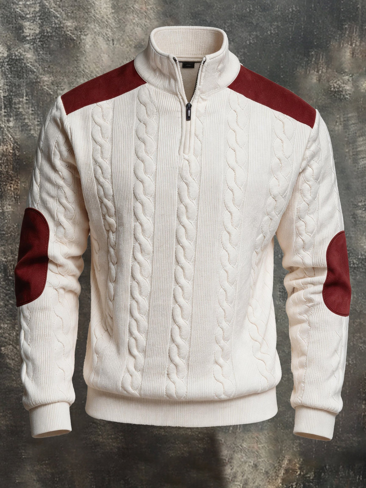 Men's Vintage Cable-Knit Zip-Up Sweatshirt