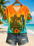 Women's I'm Retired It's 5 O'clock Everywhere Parrot  V-neck Short Sleeve T-shirt