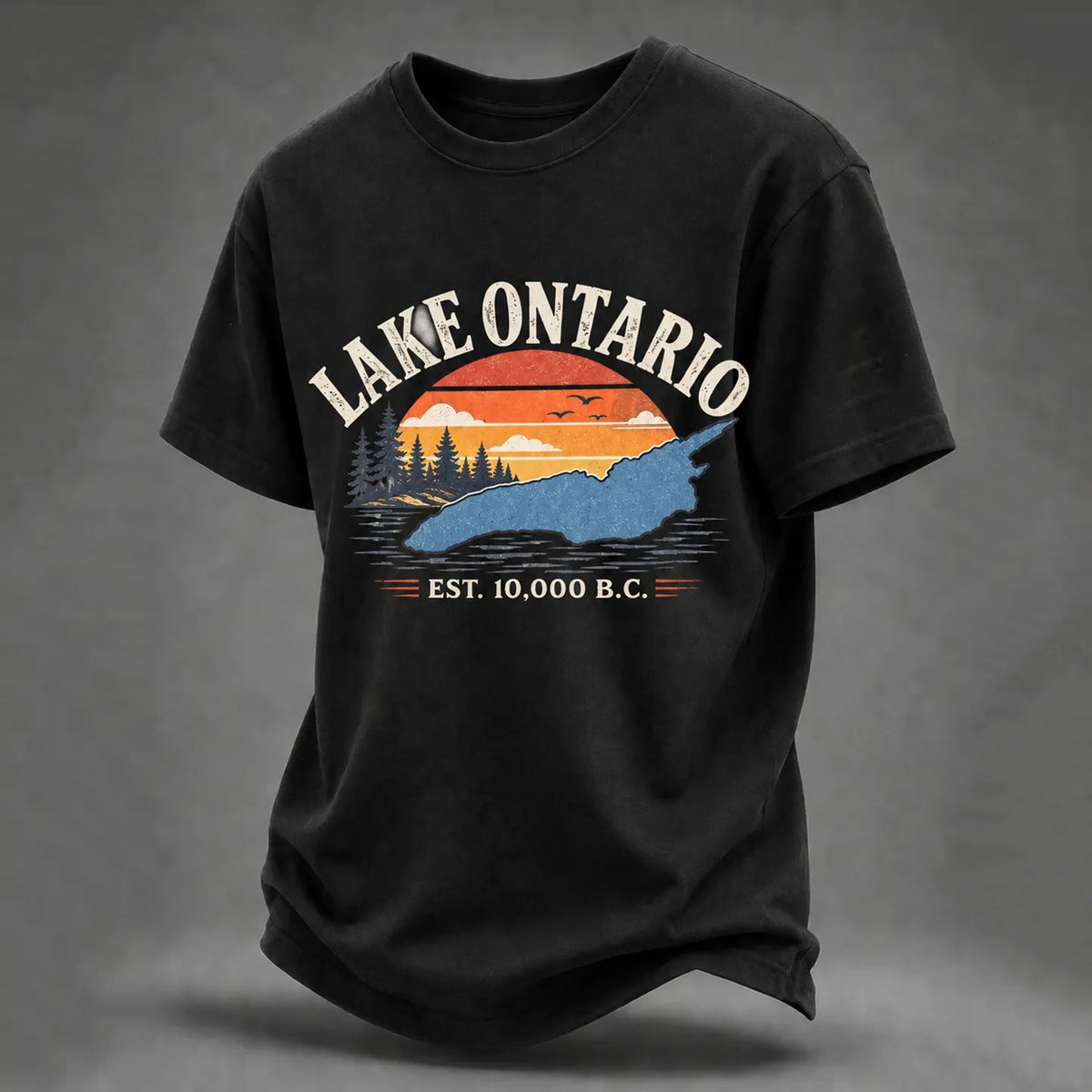 Men's Retro Lake Ontario Est. 10,000 B.c. Print T-shirt