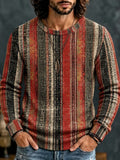 Men's Rustic Vertical Stripes Print Round Neck Sweater