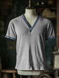 Men's vintage style V-neck short sleeve t-shirt