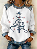 Women's Casual Retro Faith Christmas Tree Sweatshirt