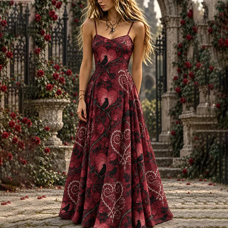 Girl's Halloween Crow Rose Gothic Style Dress