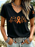 Women's Leukemia Awareness Graphic Casual T-Shirt