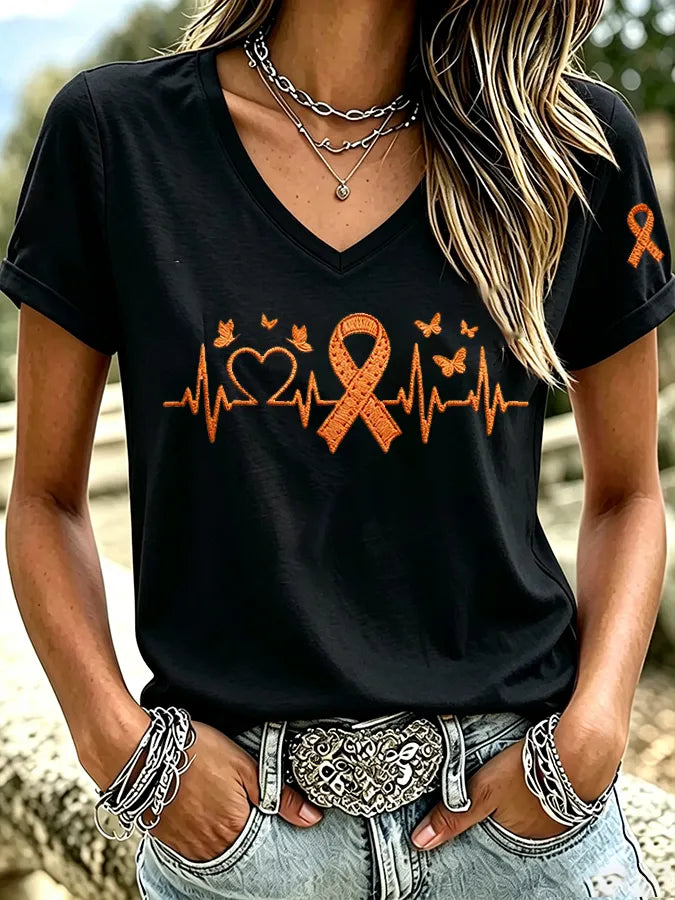 Women's Leukemia Awareness Graphic Casual T-Shirt