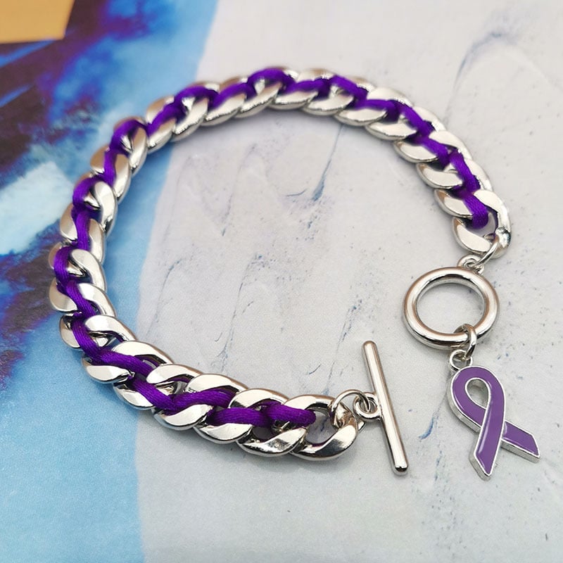 Braided Purple Ribbon Bracelet