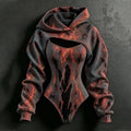 Women's Halloween Flame Burned Hole Print Hoodie Set, 2 Pieces
