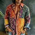 Men's Rural Patch Vine Floral Heart Print Shirt