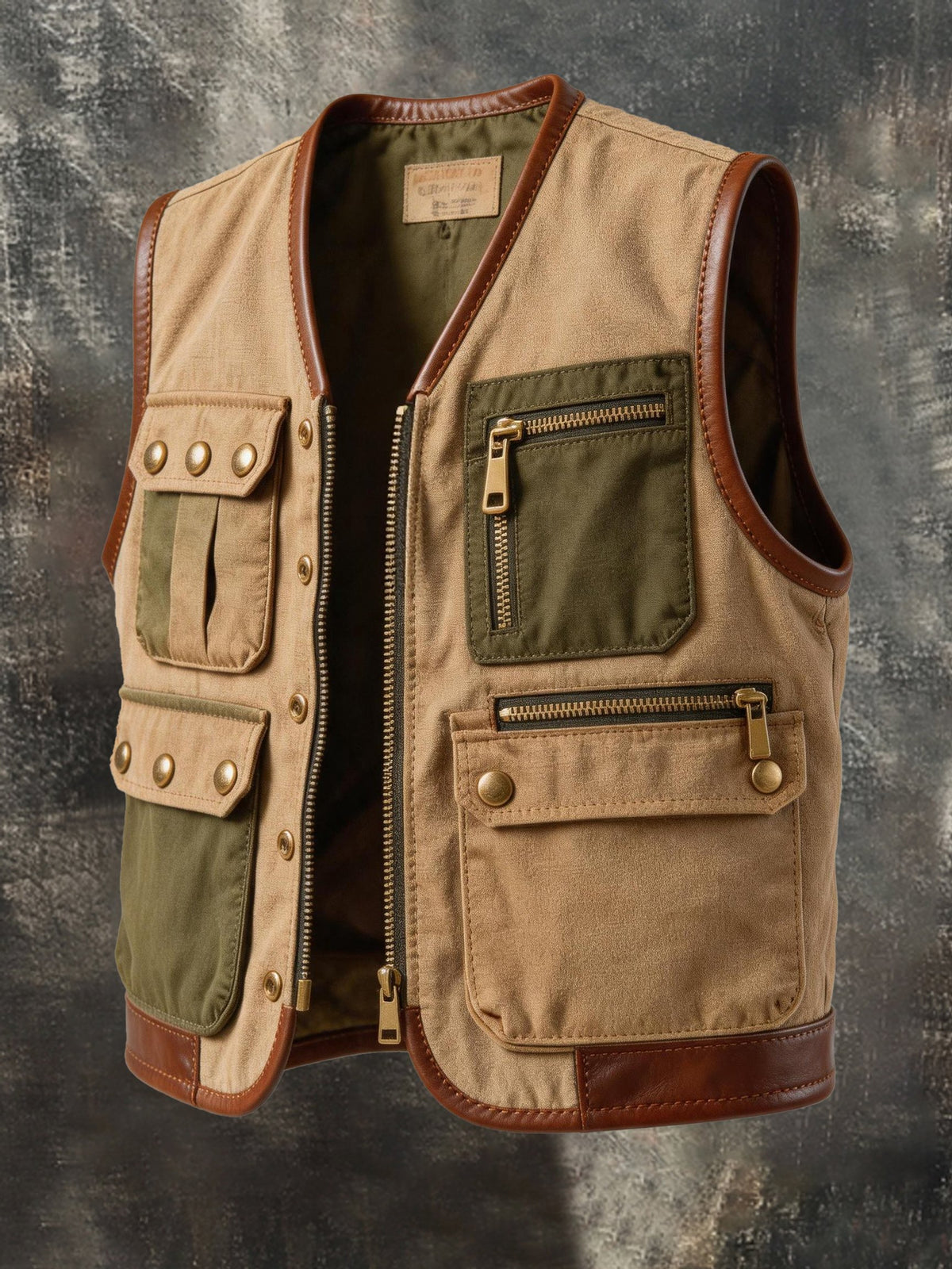 Men's Vintage Outdoor Multi-Pocket Utility Vest Jacket