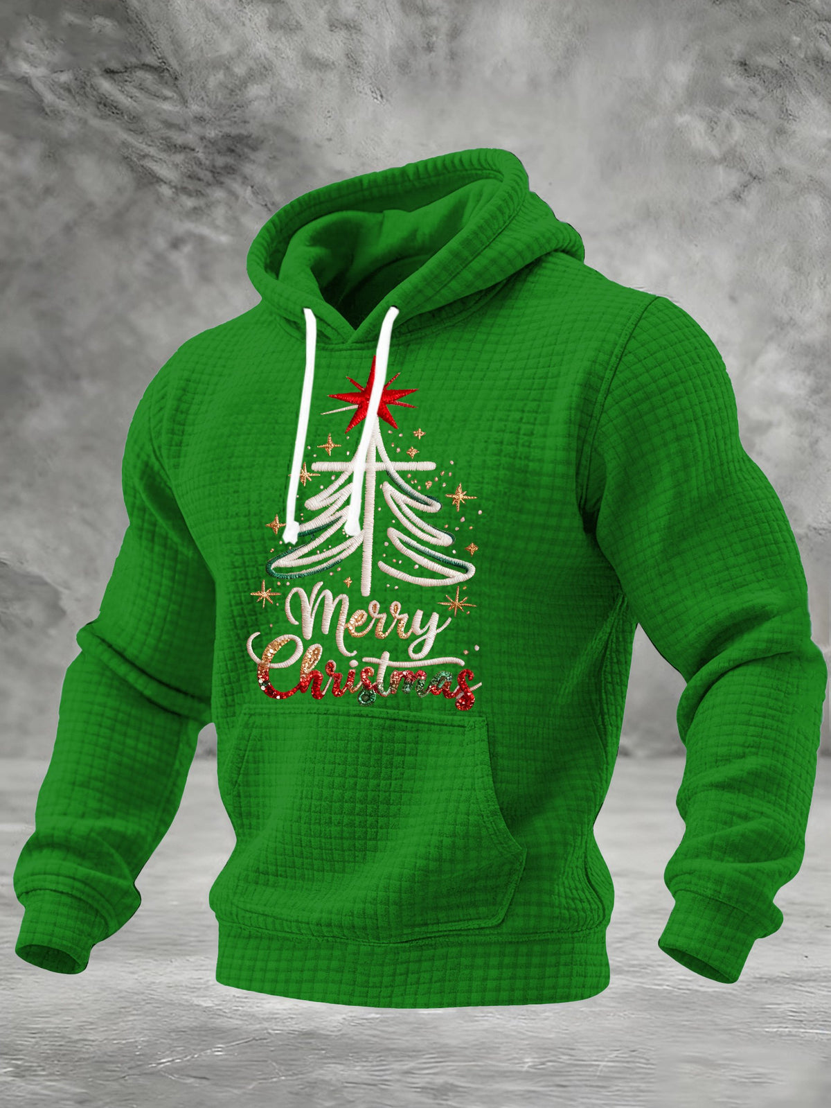 Men's Retro Merry Christmas Cross Christmas Print Hoodie