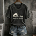 Women's Halloween Gothic Skull Print V-neck T-shirt