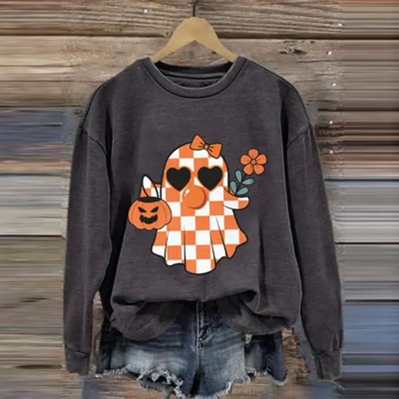 Halloween Pumpkin Ghost Autumn Printed Women's Sweatshirt